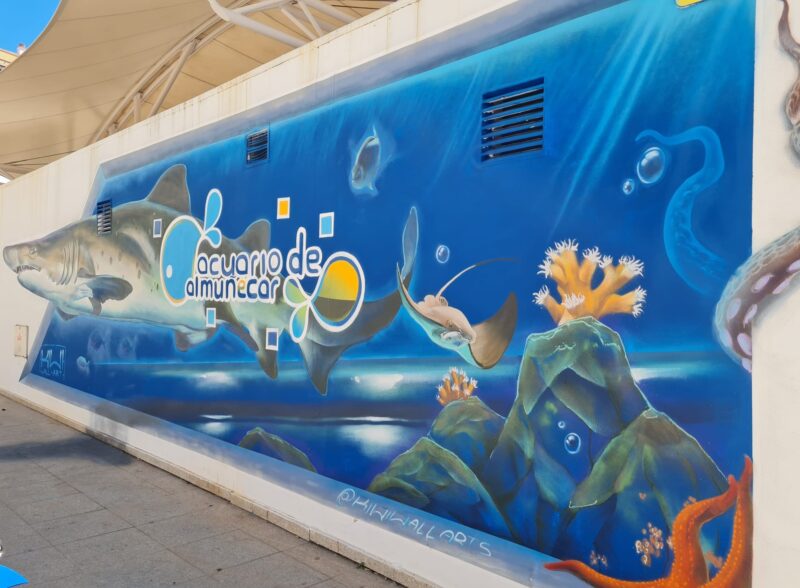 Almunecar urban art kiwiwallarts Aquarium exterior. Read more on Almunecarinfo.com